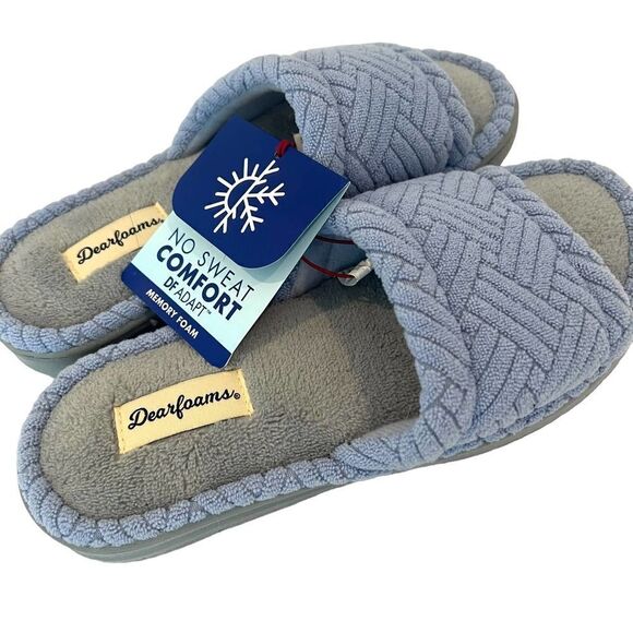 DearForms Memory Foam No Sweat Comfort Terry Cloth Slippers 5/6 - Picture 1 of 7